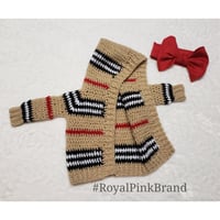 Image 2 of Tan Plaid Crochet Sweater 