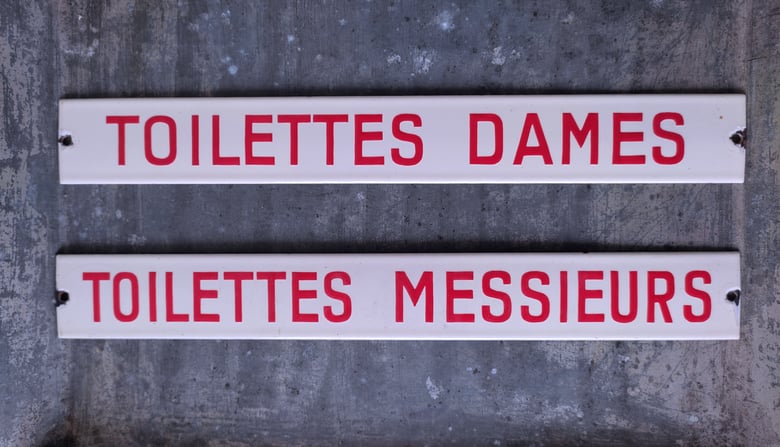 Image of Ancienne plaque émaillée "Toilettes Messieurs"