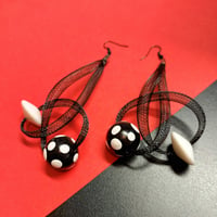 Image 2 of black mesh knot earrings