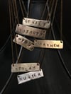 word charm stamped brass necklaces - assorted words