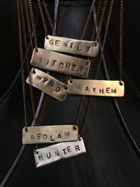 Image 1 of word charm stamped brass necklaces - assorted words