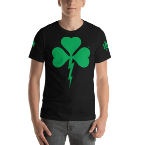 Image of Shamrock Lightning Bolt Unisex Black T-Shirt