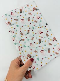 Image 1 of Chemin de Table de Noël blanc petit renne et père Noël