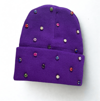 Image 2 of Amethyst  Prism Embellished Beanie 