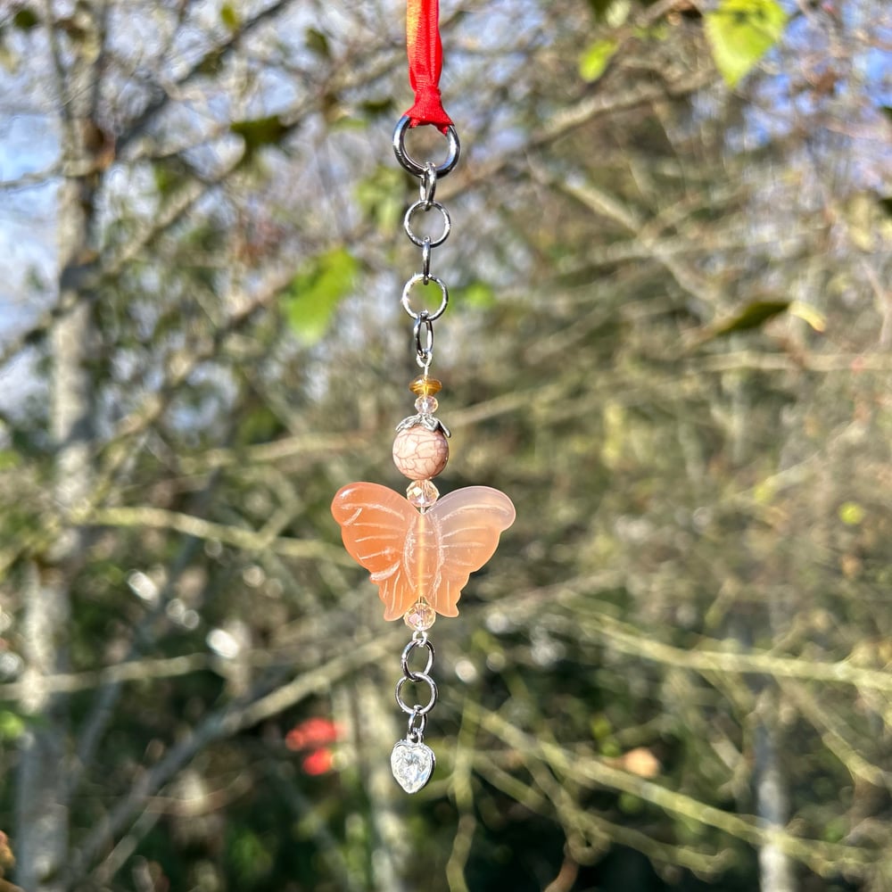 Image of carnelian butterfly car hanger 