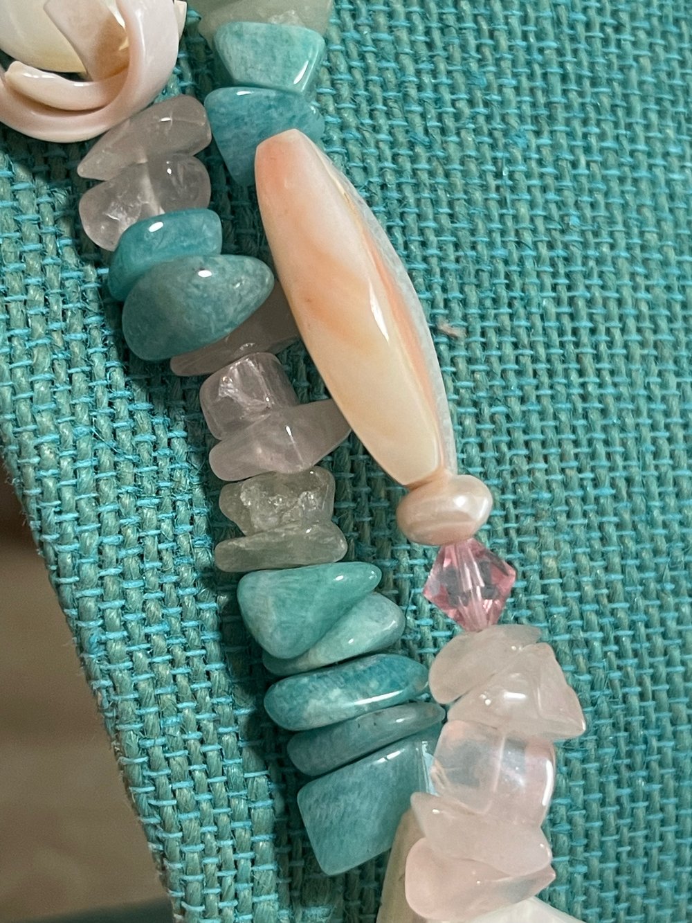 Cool Shell Necklace With Rose Quartz,  Amazonite and More