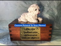 Image 1 of Custom Engraved Maltese Urn Pet Portrait Figurine To Your Dog's Photo