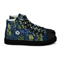 Image 14 of Art Nouveau Inspired Blue Boho Floral Sketch Women’s high top canvas shoes