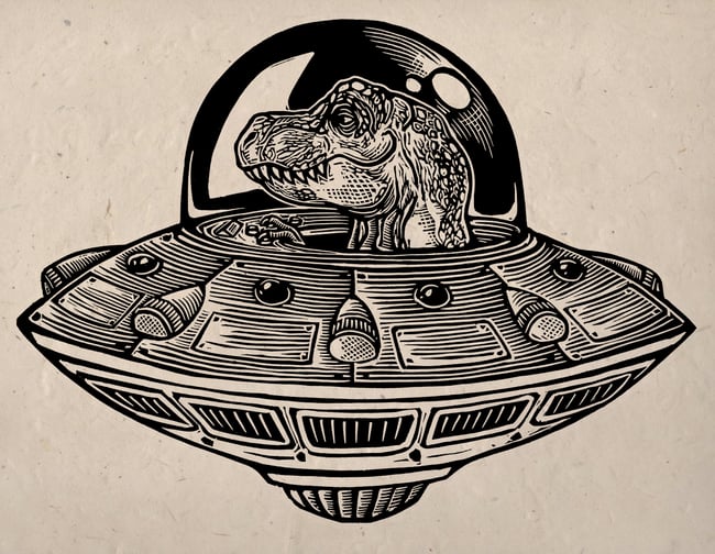 T-Rex Saucer Block Print