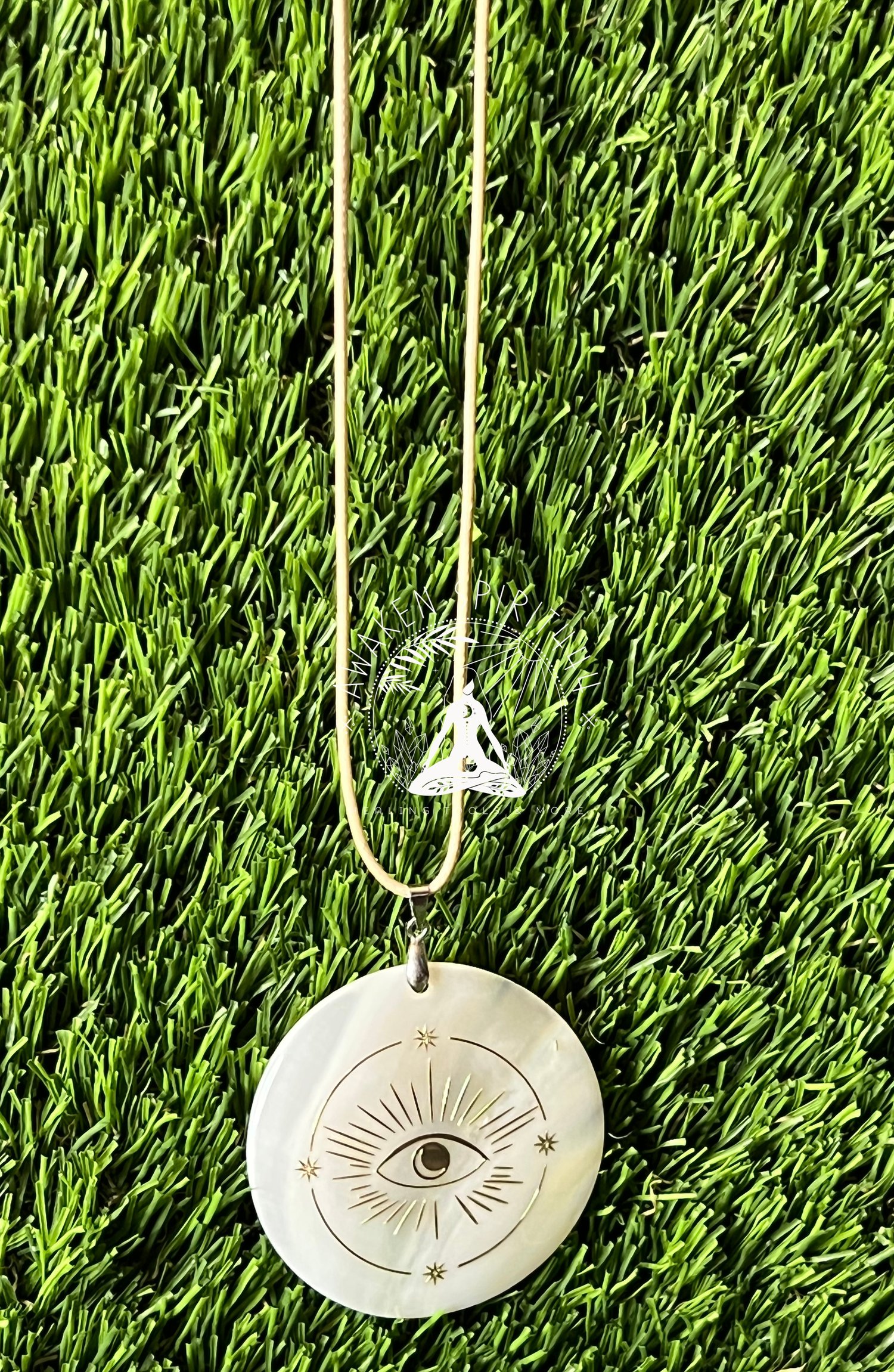Image of Mother of Pearl Shell Evil Eye Necklace 