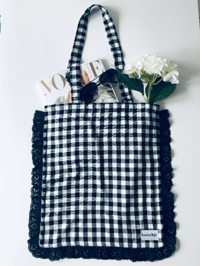 Gingham Broderie Anglaise Frill Tote Bag