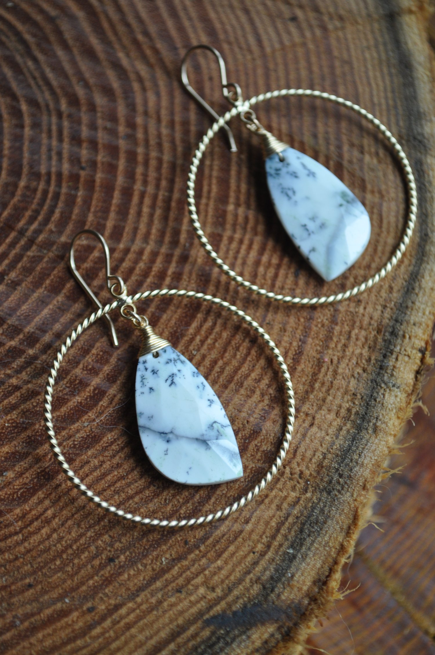 Image of OOAK Dendritic Opal Hoops