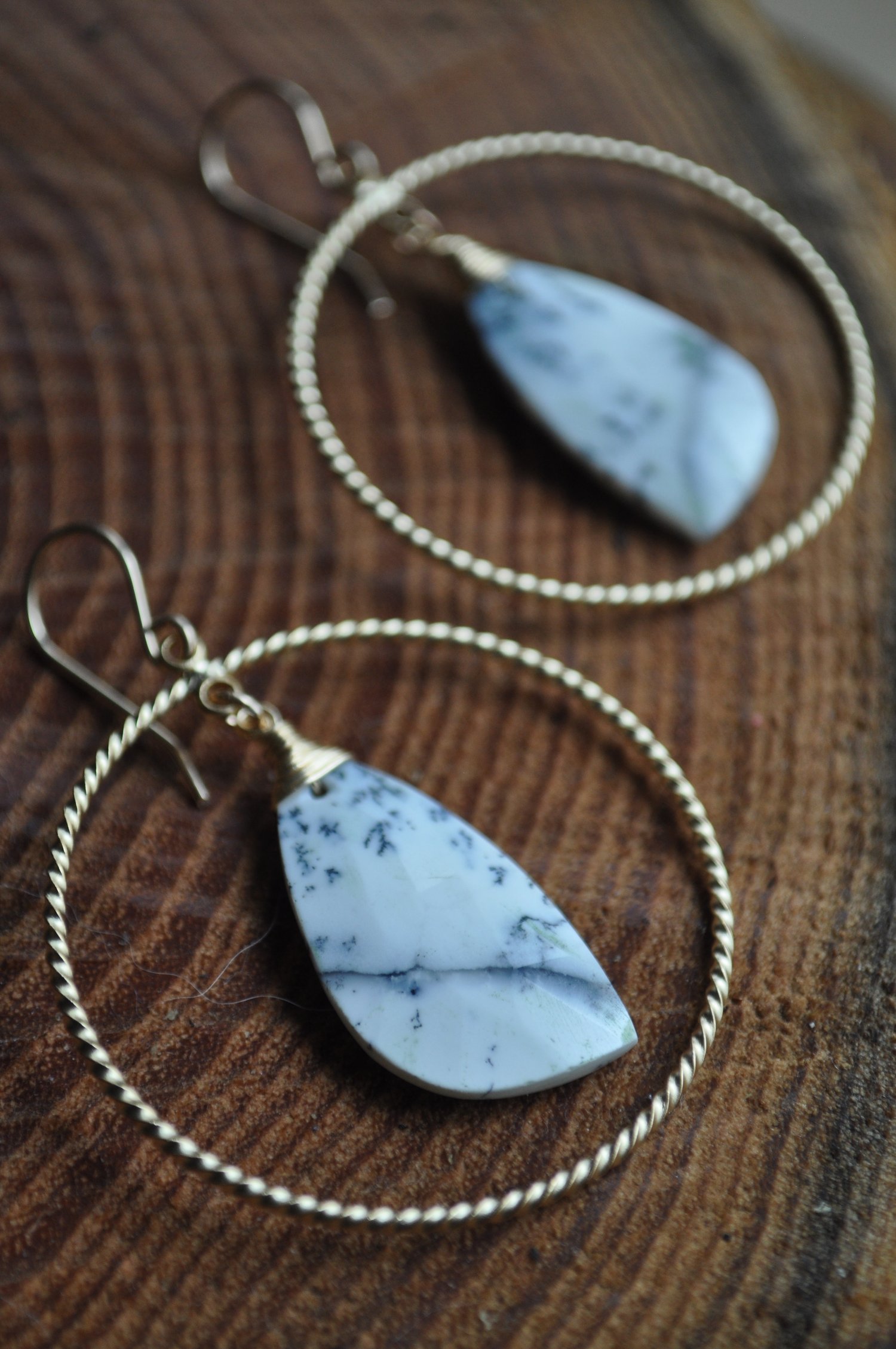 Image of OOAK Dendritic Opal Hoops