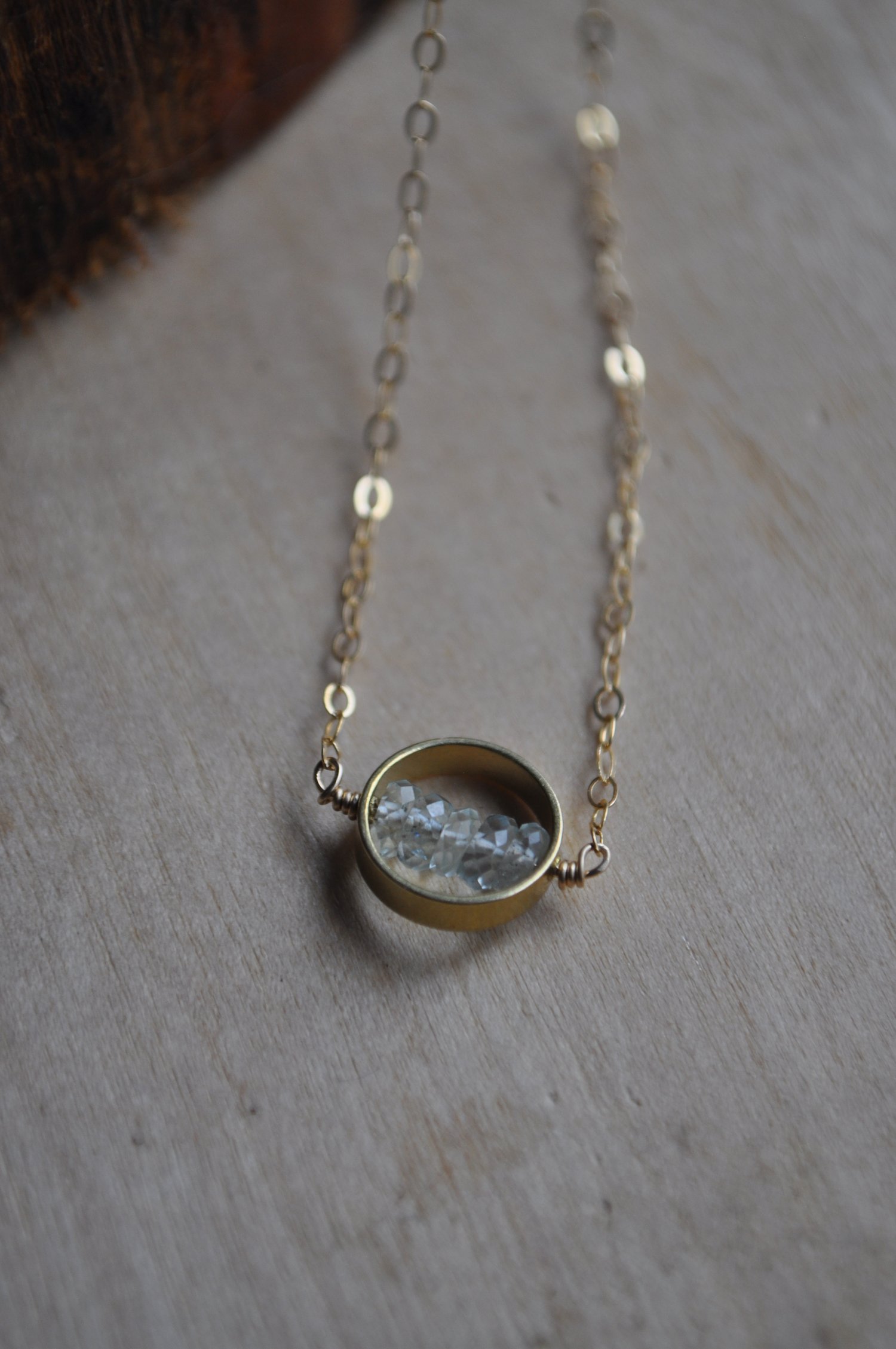 Image of The Halo Necklace in Aquamarine