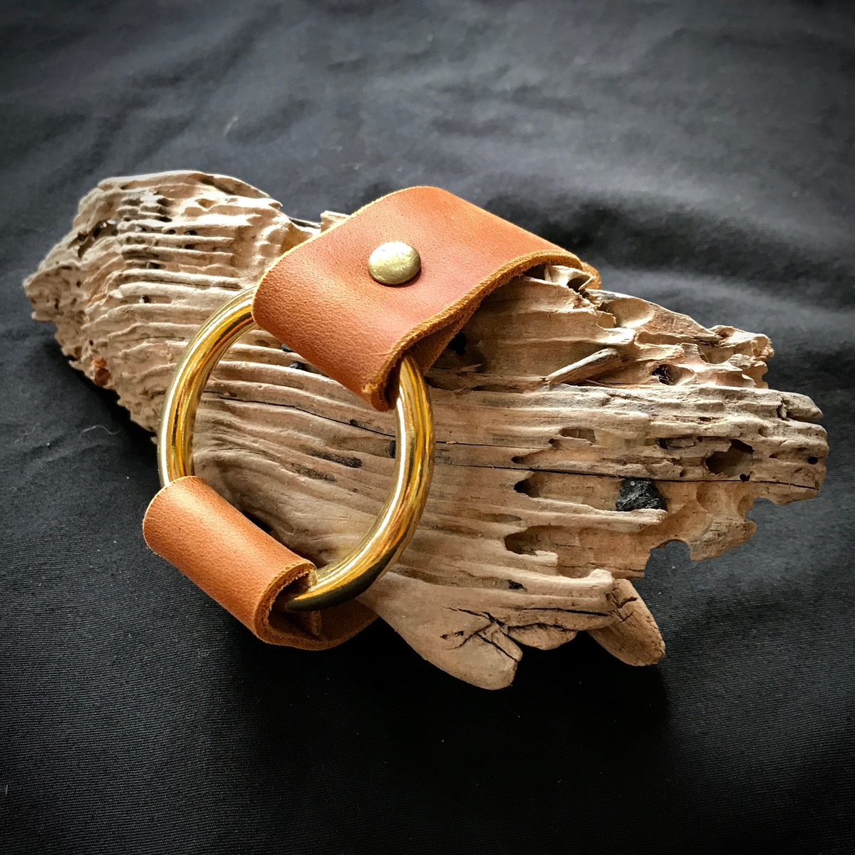 Triple Wrap Leather Bracelet with Brass Ring