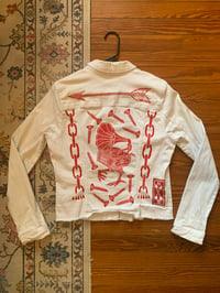 Image 1 of "Swan Song" - White Printed Denim Jacket