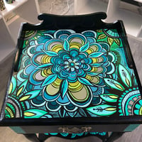 Image 3 of Turquoise Flower Side Table