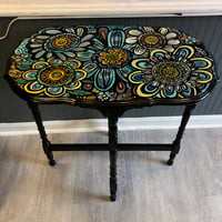 Image 1 of Black Floral Side Table