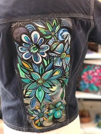 Image 4 of Floral Hand Painted Up-Cycled Jean Jacket