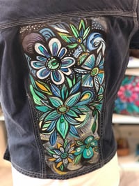 Image 5 of Floral Hand Painted Up-Cycled Jean Jacket