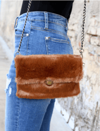 Faux Fur Crossbody Brown