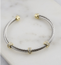 Image 1 of Stella Two Tone Cable Bracelet Gold-Silver