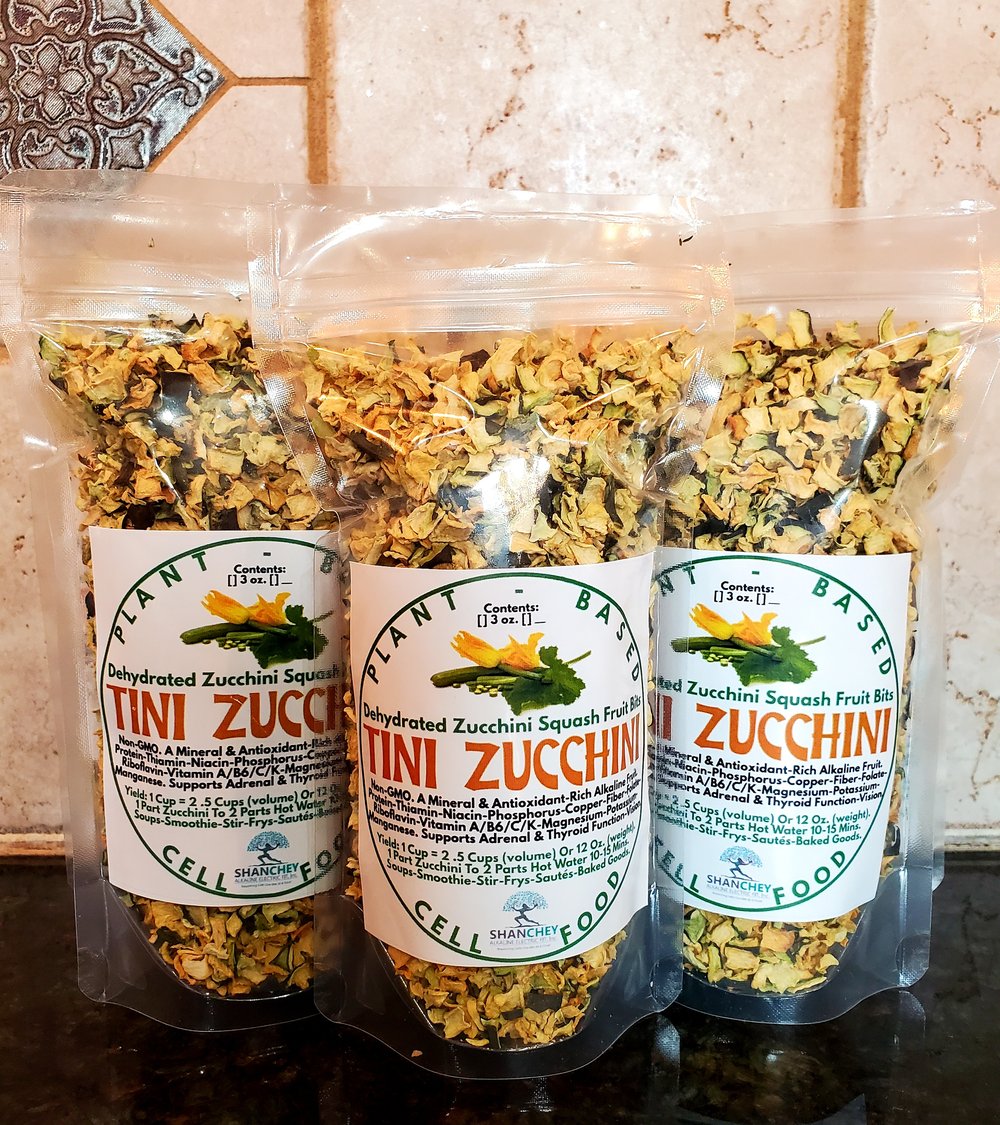 TINI ZUCCHINI! Dehydrated Zucchini Fruit Bits.- Vision-Thyroid-Adrenals-Weight-Circulation