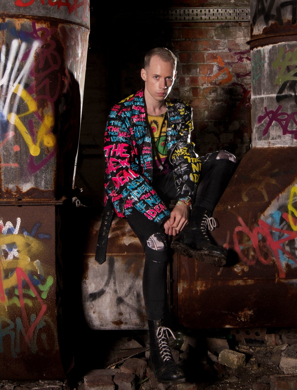 "THE NEW IDEAL" HAND PAINTED VINTAGE BIKER JACKET