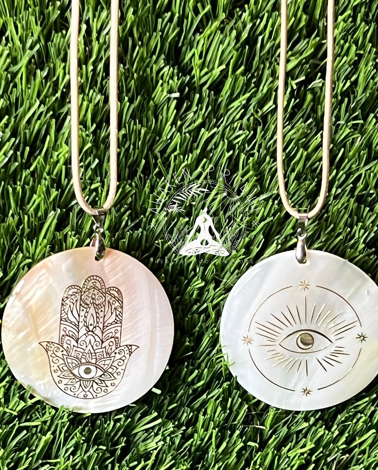 Image of Mother of Pearl Hamsa Necklace 
