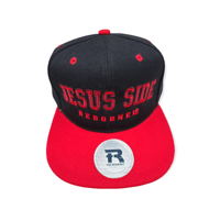 Image 1 of Jesus Side Snapbacks Red/Black