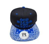Image 2 of God bless the streets Bandana snapbacks Navy/White