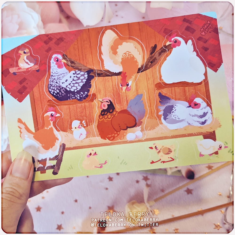 Image of happy hen house sticker sheet