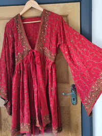 Image 1 of ❤❤SIENNA bright red glitter mini wrap dress