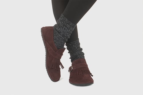 Image of Fringed in Burgundy Suede