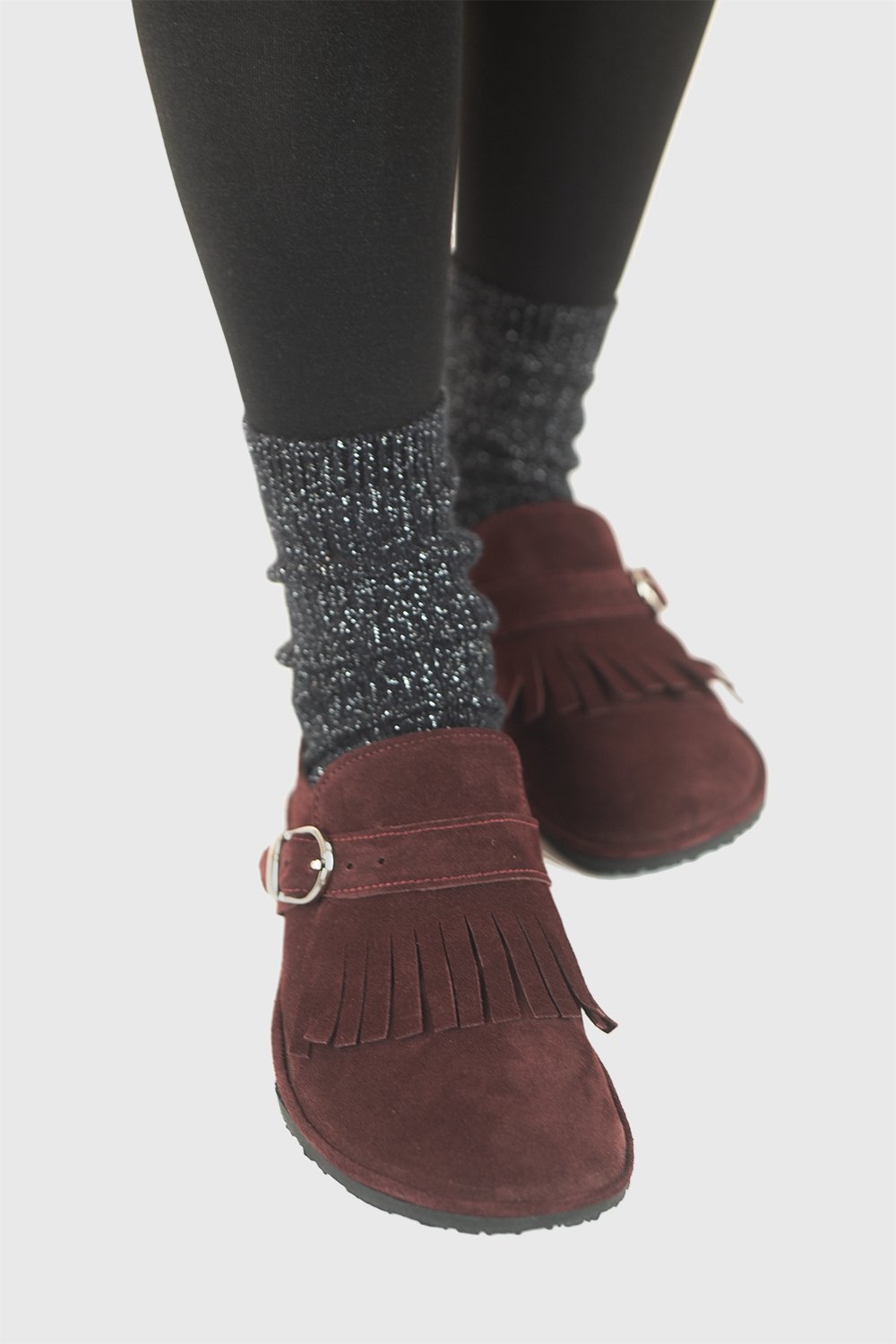 Image of Fringed in Burgundy Suede