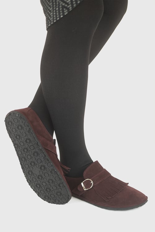 Image of Fringed in Burgundy Suede
