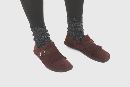 Image of Fringed in Burgundy Suede