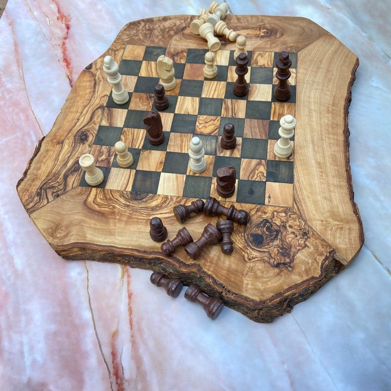 Image of Handmade Chess Board with pieces 