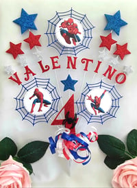 Image 1 of Personalised Spiderman Cake Topper, Spiderman Centrepiece, Spiderman Party Decor