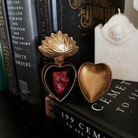 Image 1 of Sacred Chicken Heart Locket - Golden Bronze