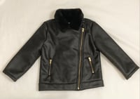 Image 1 of Oshkosh Genuine Kids Black Faux Leather/Fur Lined Jacket 