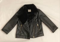 Image 2 of Oshkosh Genuine Kids Black Faux Leather/Fur Lined Jacket 