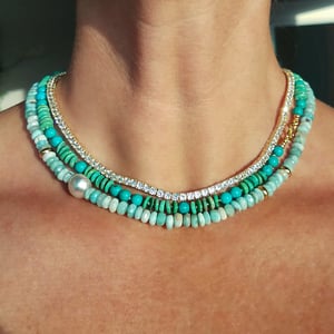 Turquoise Mini Helix Necklace with 18k Gold Clasp
