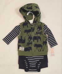 Image 1 of Carter’s Boys’ Infant Hooded Vest 3PC Bodysuit Set