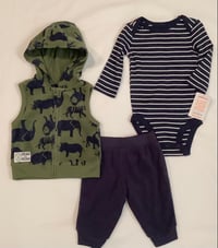 Image 2 of Carter’s Boys’ Infant Hooded Vest 3PC Bodysuit Set