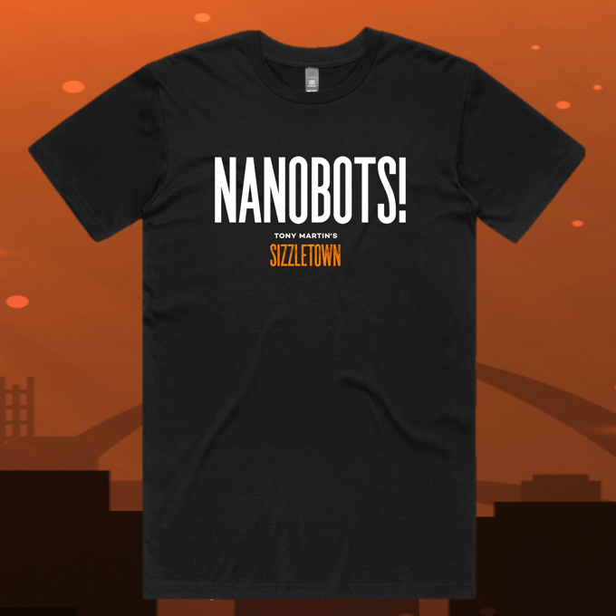 Image of 'NANOBOTS!' Black Tee (only S & 2XL sizes remaining) 
