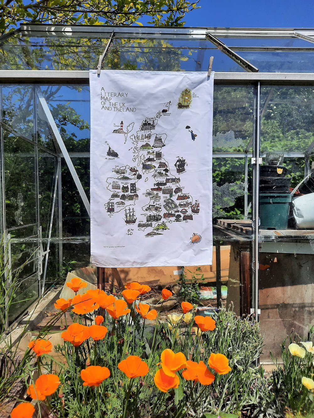 Image of Literary map tea towel - UK and Ireland