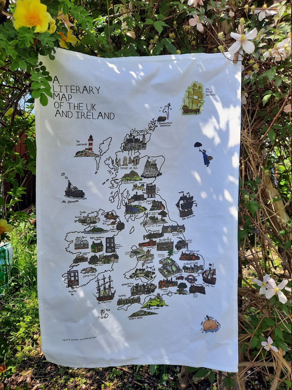 Image of Literary map tea towel - UK and Ireland