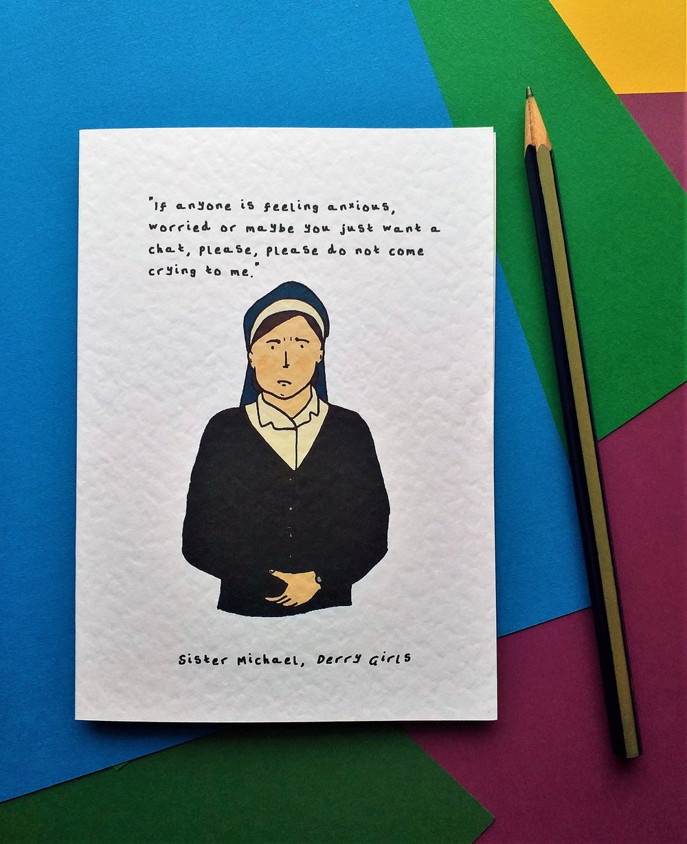 Image of Derry Girls - Sister Michael card A6 card with envelope