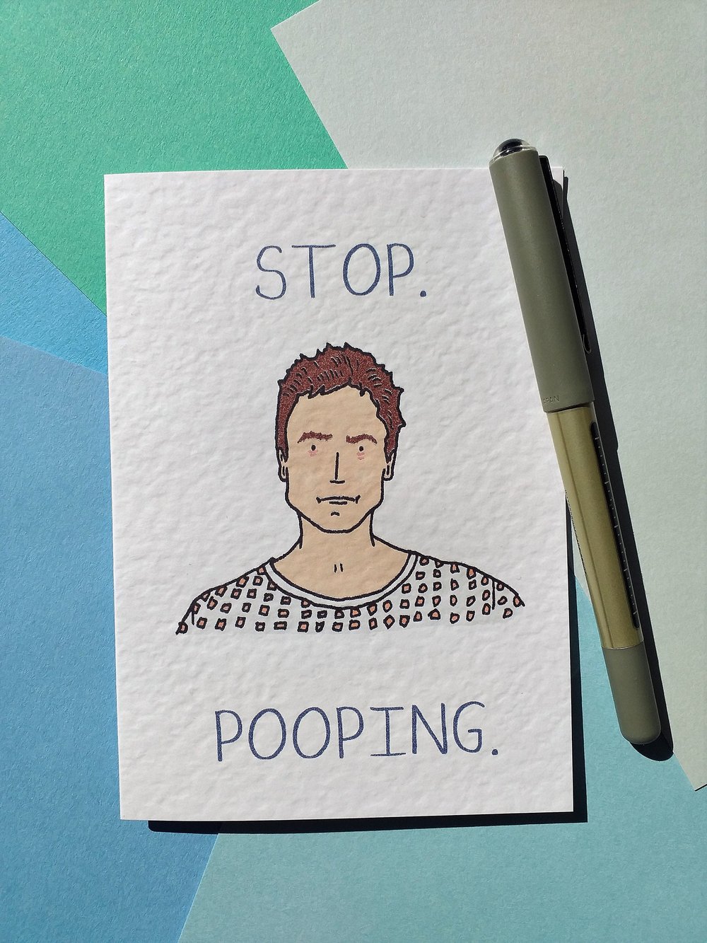 Image of Parks and Recreation - Chris Traeger "Stop pooping" A6 card with envelope